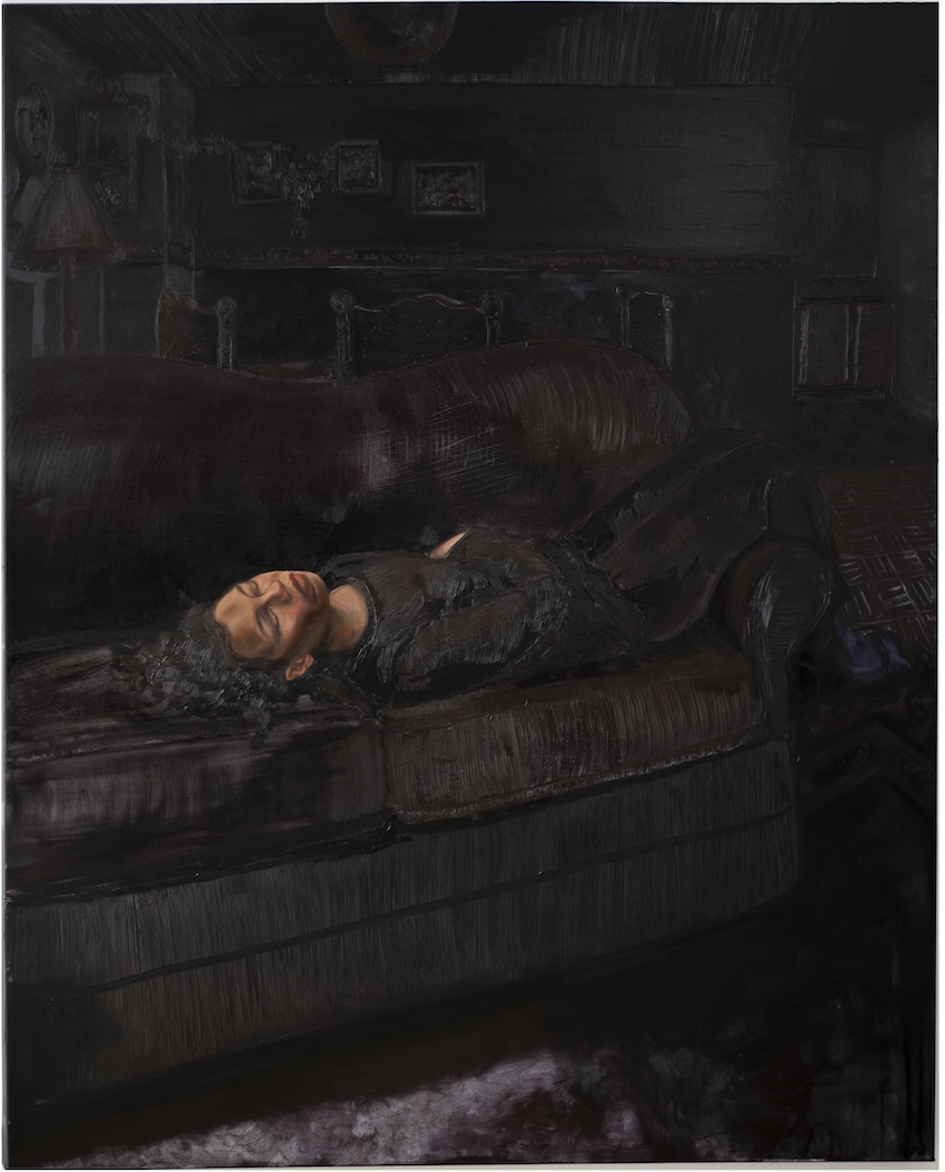 Emptying Todays Sorrows Within Chromatic Black, Oil on Canvas 40in x 48 in _2024-0